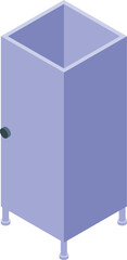Poster - isometric view of a metal cabinet standing on four legs