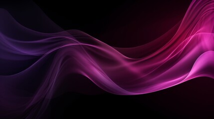 Wall Mural - abstract background, 3d pink transparent wave on black background, gradient