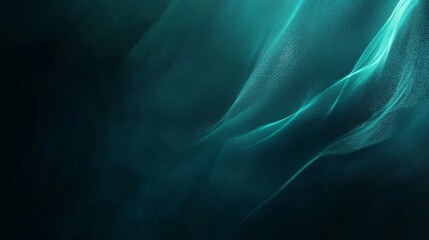 Wall Mural - abstract background , 3d render emerald, turquoise, green transparent waves, smoke, on black backgro