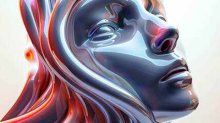 Poster - 3d woman human face, bright background