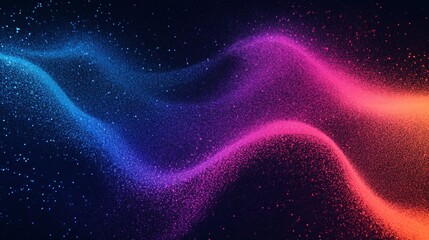 Wall Mural - abstract background, 3d render particles, 3d pink transparent wave on black background, gradient