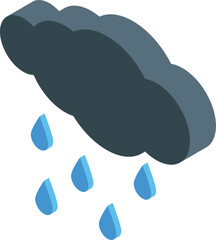 Poster - Dark grey cloud pouring rain in isometric view, perfect for weather related projects