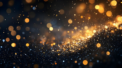 Wall Mural - stunning golden bokeh effect with shimmering particles against a dark background, perfect for design