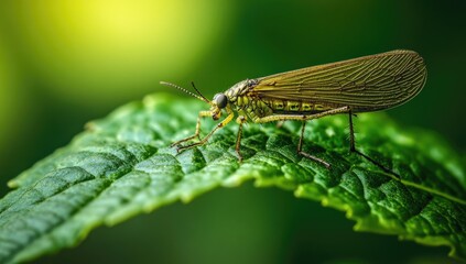 Sticker - Green insect on a leaf.