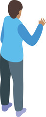 Poster - Young man waving hand isometric icon vector