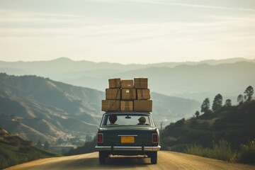 Poster - Paper Box car vehicle transportation.