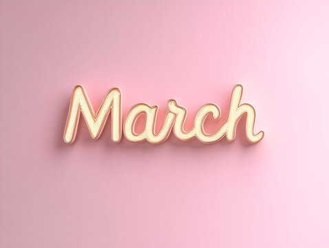 March on pink background