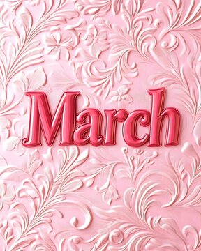 March on pink background