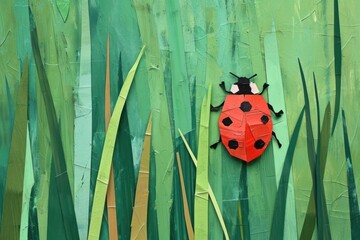 Sticker - Insect grass outdoors ladybug.