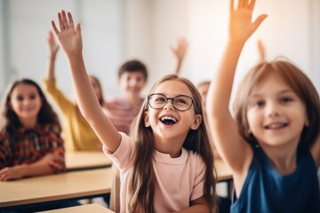 Wall Mural - Classroom laughing student child.