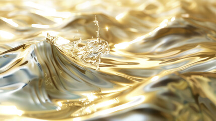 Aufkleber - Gentle golden waves ripple softly, reflecting light and creating a serene atmosphere reminiscent of a peaceful landscape