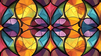 Poster - Abstract Stained Glass Artwork with Vibrant Colors