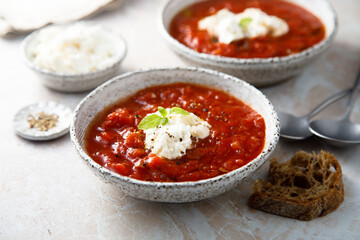 Poster - Refreshing strawberry gazpacho with cheese