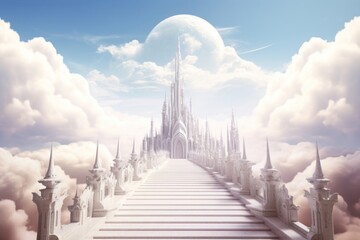 Wall Mural - Fantasy heaven architecture landscape building.