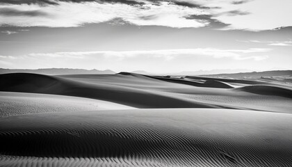 Canvas Print - quiet and stillness yet the sands tell a story of the powerful winds journey black and white art