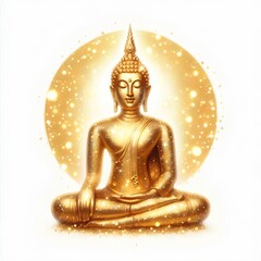 Gold Buddha statue is very bright and reflective, creating a sense of majesty and divinity.