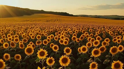 Wall Mural - A field of sunflowers in full bloom.