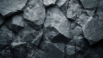 Poster - A close up of a rock wall with many different sized rocks