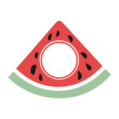 Wall Mural - A red watermelon slice with black seeds, with a circular hole in the center