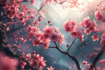 Canvas Print - Enchanting Cherry Blossom Forest