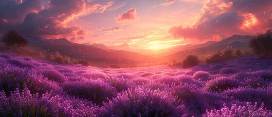 Wall Mural - Dreamy Sunset Landscape