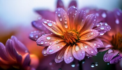 Wall Mural - a close up of a flower with rain drops on it ai