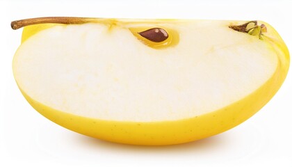 Wall Mural - half yellow apple fruit slice isolated on white background full depth of field