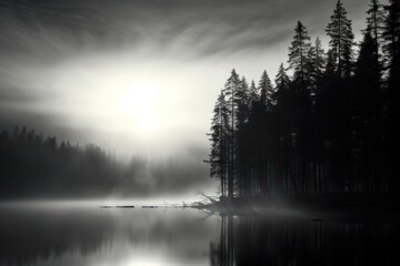 Canvas Print - Forest fog landscape outdoors nature.