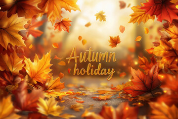 Wall Mural - Autumn Holiday Text Illustration