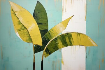 Canvas Print - Banana leaf art painting plant.