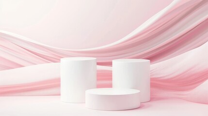Aufkleber - White cylindrical displays rest on a smooth surface, set against a gentle pink backdrop that creates an inviting atmosphere