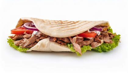 doner kebab doner kebap fast food in flatbread isolated on a white background