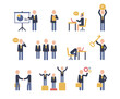 © Hollypixel - Corporate people pictograms. Career characters set. Office business workers.