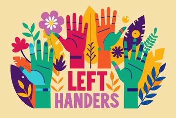 a colorful illustration of left hands holding flowers and leaves