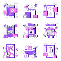 Canvas Print - Pack of Ecommerce Flat Illustration 

