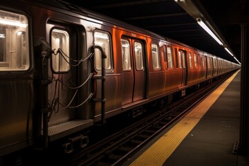 Canvas Print - New York subway railway vehicle train.