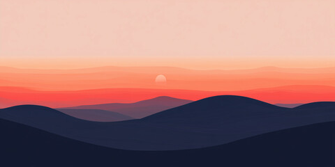 Broad, blended strokes form a landscape with a gradual rise and a distant, soft horizon, flat illustration