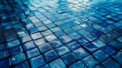 Fototapete - Blue grid mosaic background, creative design template