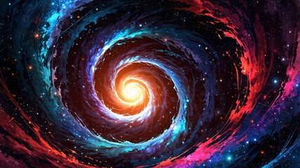 Poster - Stunning Spiral Galaxy Abstract Background, Merging Cosmic Beauty with Artistic Expression, Perfect for Space-themed Designs, Sci-Fi Art, and Futuristic Projects