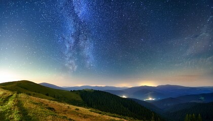 Canvas Print - beautiful landscape night sky with stars in the carpathian mountains