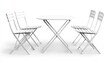© ЮРИЙ ПОЗДНИКОВ - White folding garden furniture set is standing on a white background