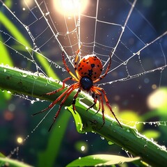 Close-Up of Intricately Patterned 3D Spider in Anime Style