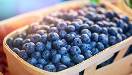 Wall Mural - close up of punnet of blueberries for sale