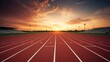 © Nayyab - Pristine running track with smooth surface, empty athletic field ready for track and field events, professional sports venue highlighting perfectly maintained race lanes for competitive runners and tr