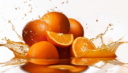 Wall Mural - orange fruits splashing with juice