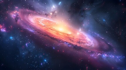 Wall Mural - Captivating Spiral Galaxy Amidst Vibrant Nebula and Twinkling Stars in Boundless Cosmos