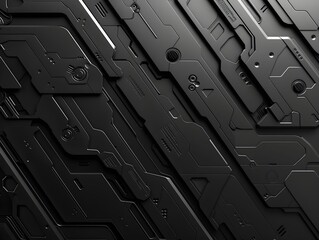 Poster - Abstract black technology background featuring layered circuit-like patterns and textures