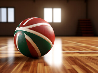 Wall Mural - Basketball with Bahrains flag on a white background