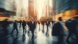 © halo - A blurred background of busy city streets with businesspeople walking, representing the fast-paced and dynamic nature of corporate life.