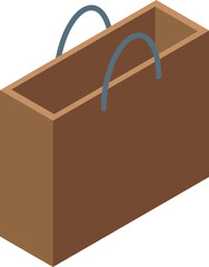 Poster - Empty brown shopping bag with handles in isometric view